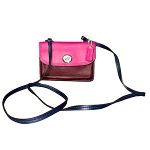 AUTHENTIC COACH PARK COLORBLOCK LEATHER
DYLAN BAG WALLET F49554 Pink/navy/brown